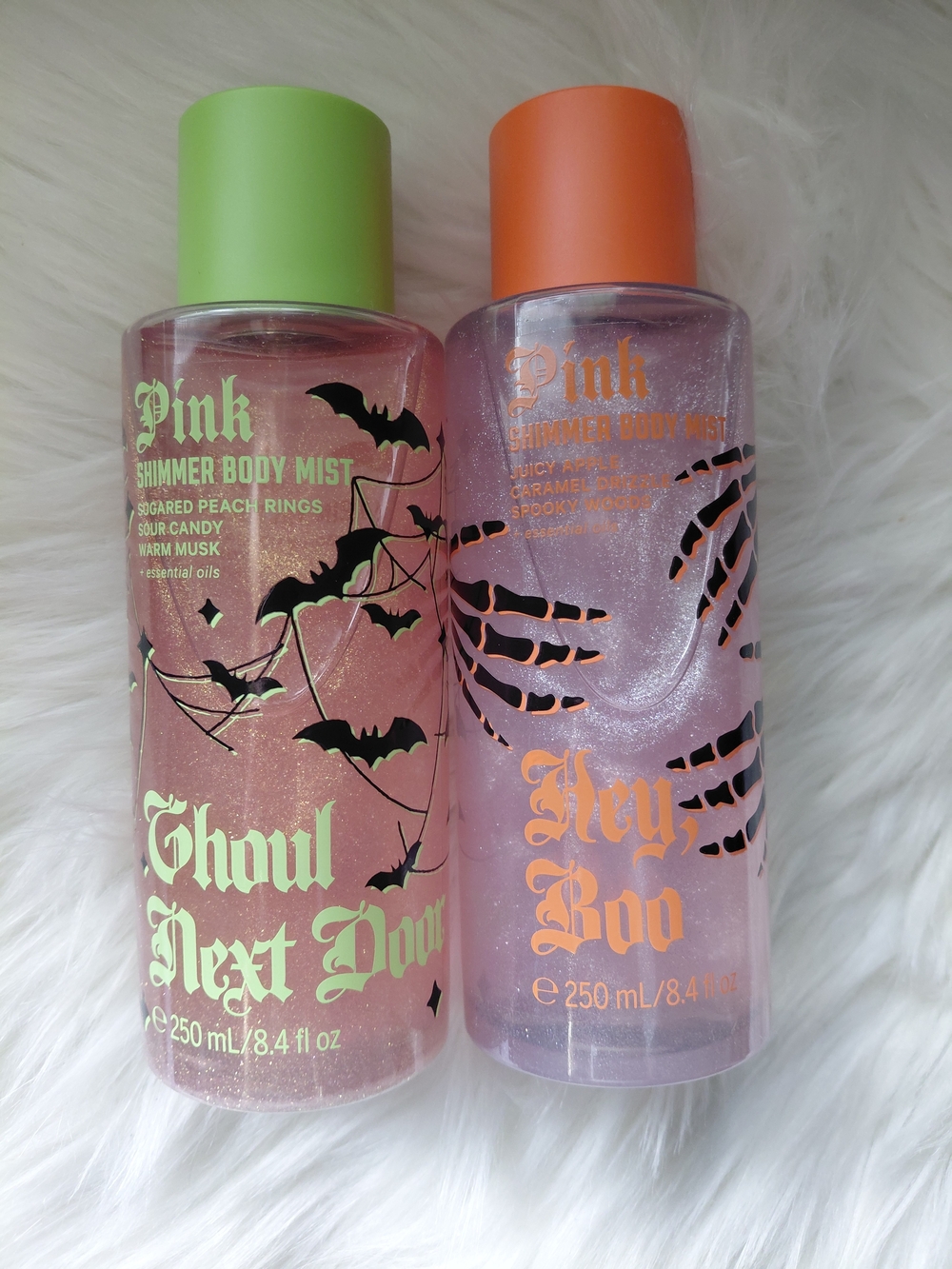 PINK Victoria's Secret Shimmer Body Mist Duo with Green & Orange Caps